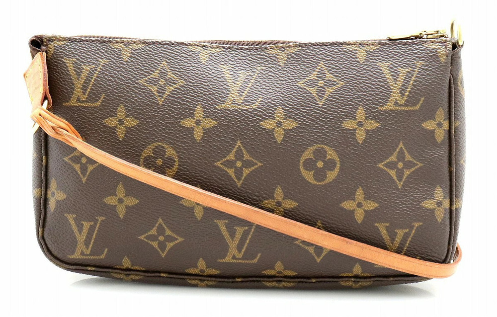 Louis Vuitton Monogram Pochette Accessoires Pouch Handbag Canvas Brown